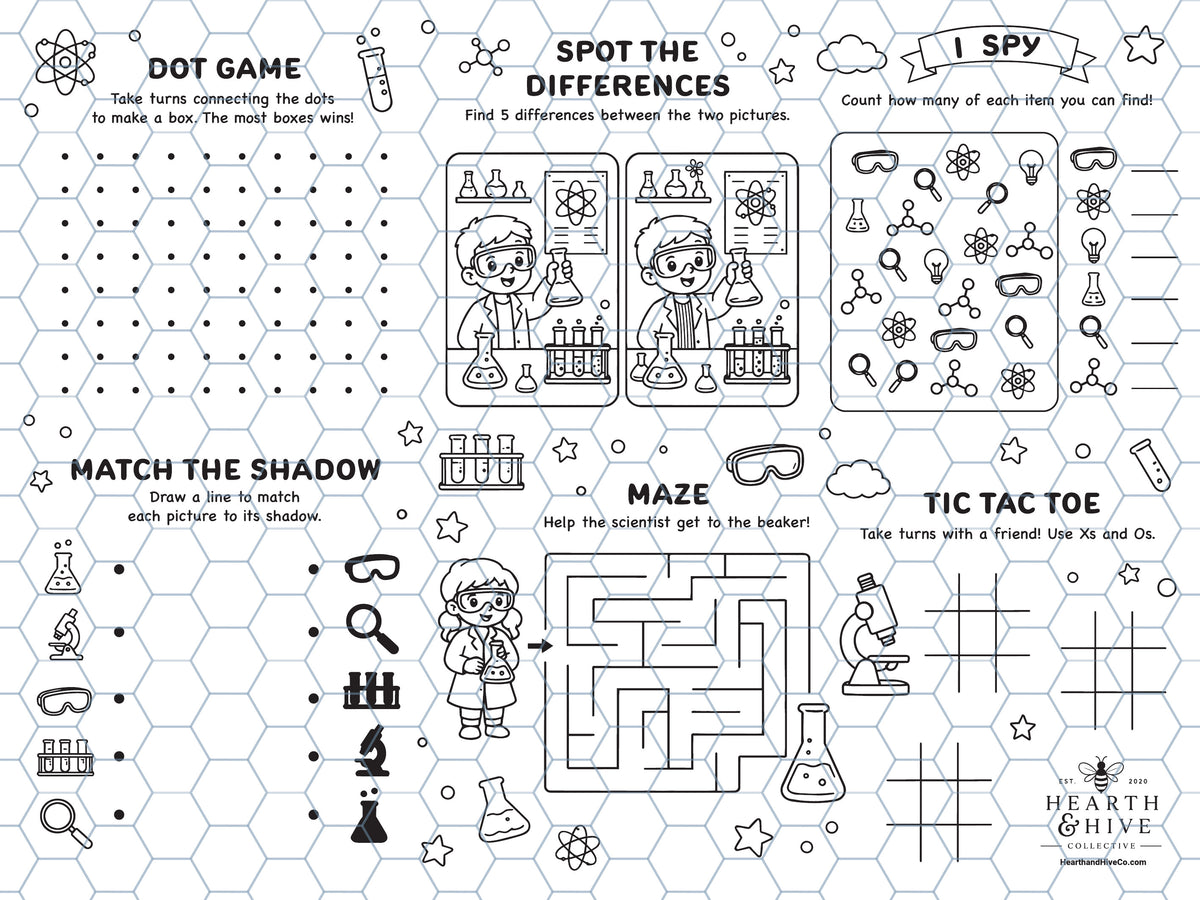 Discover, Learn, Explore Science Coloring Mat