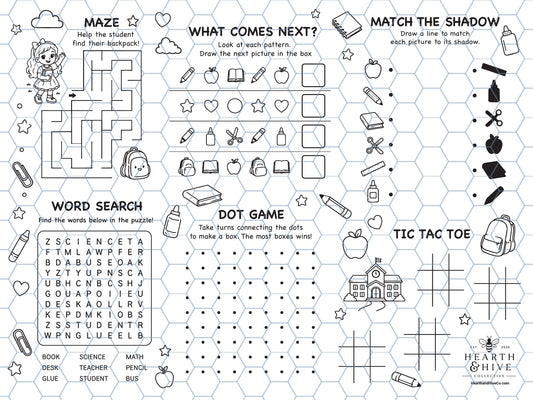 School Days Reusable Coloring Mat