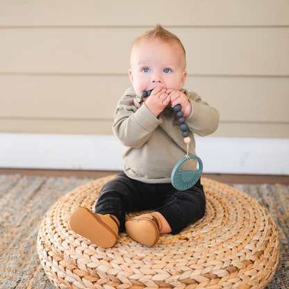 Charcoal Beaded Wooden & Silicone Pacifier Clip
