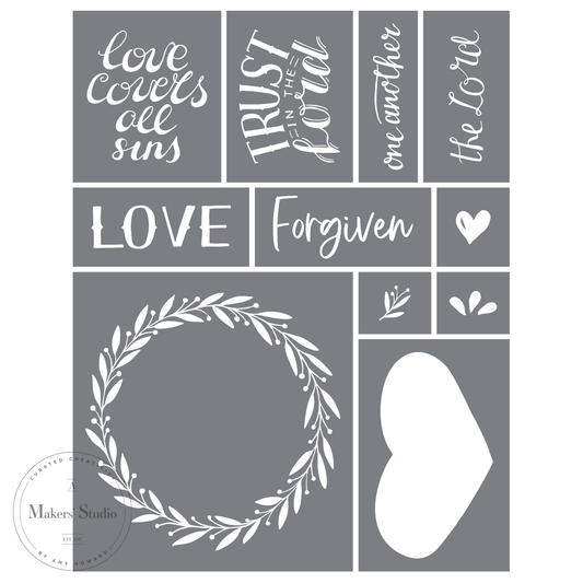 Love Covers All - Mesh Stencil 8.5 x 11