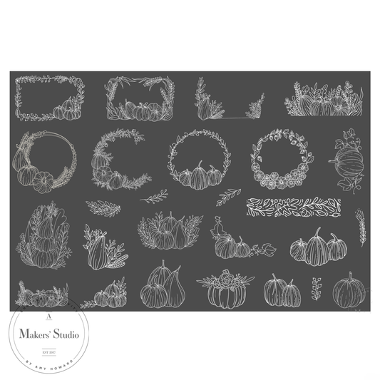 Pumpkin Doodles - Mesh Stencil 18x12