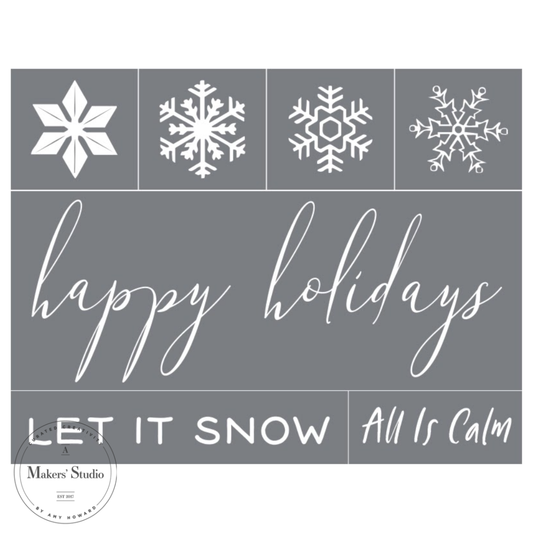 Happy Holidays - Mesh Stencil - 8.5x11