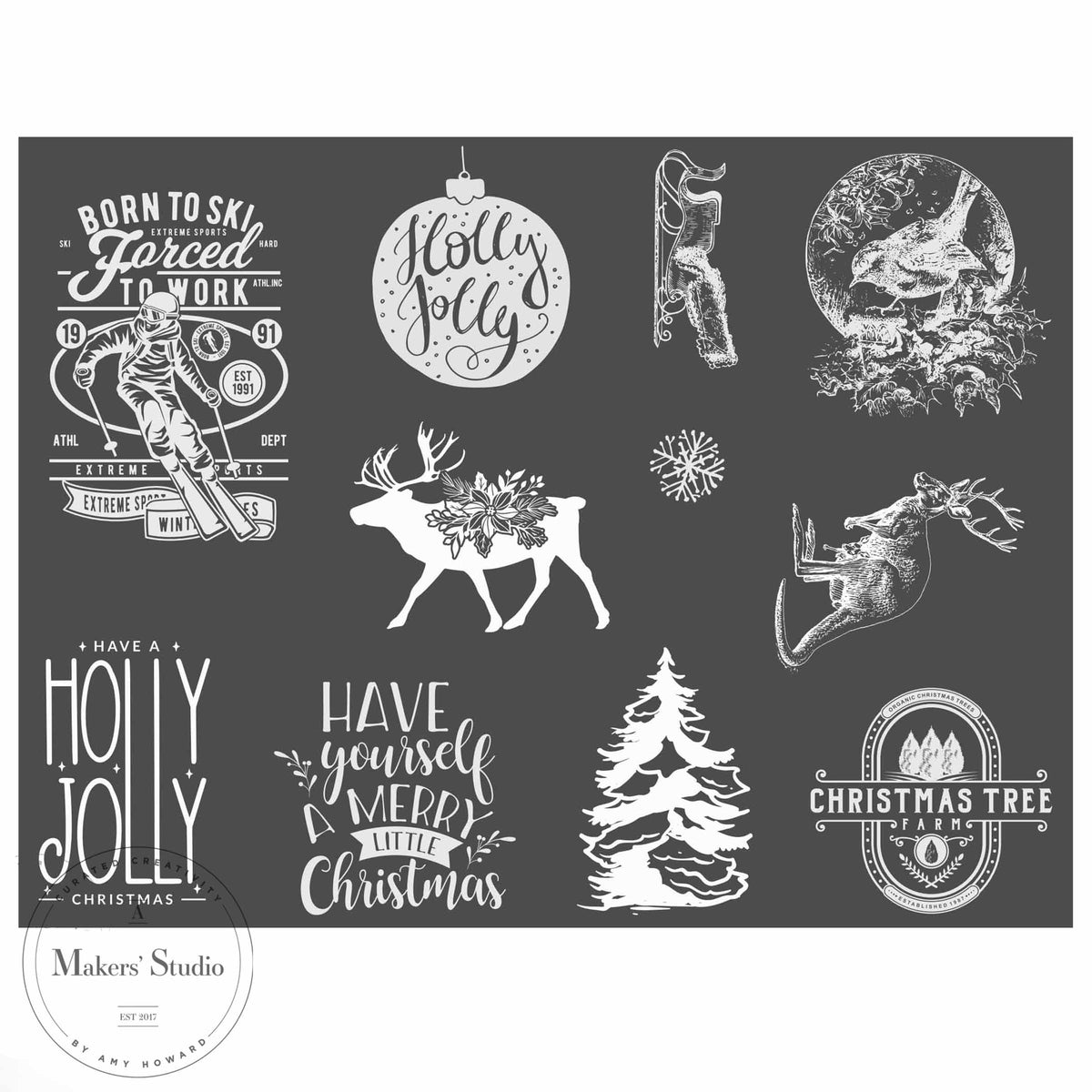 Ski In to Christmas - Mesh Stencil 9x12