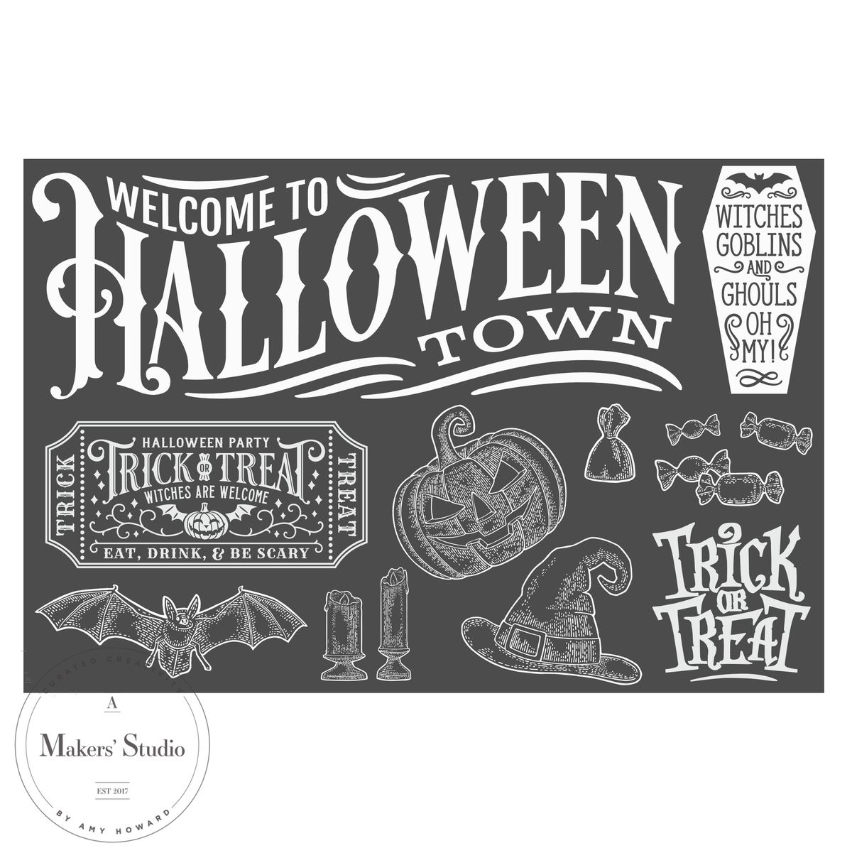 Spooky Town - Mesh Stencil 12x18