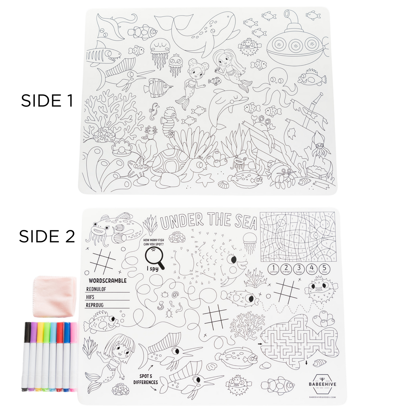 Double Sided Silicone Coloring Placemat