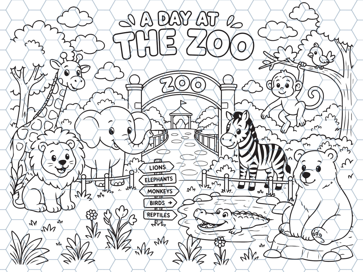 A Day at the Zoo Reusable Coloring Mat