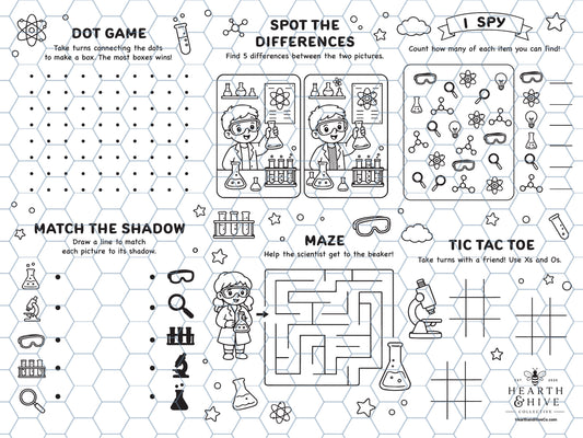 Discover, Learn, Explore Science Coloring Mat