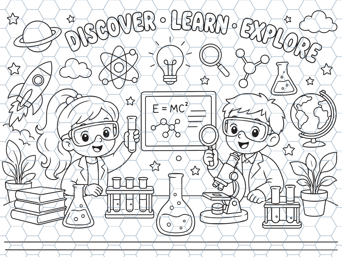 Discover, Learn, Explore Science Coloring Mat