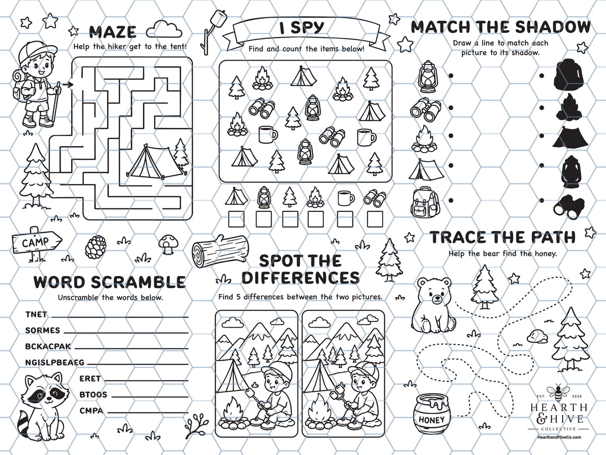 Happy Camping Reusable Coloring Mat