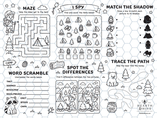 Happy Camping Reusable Coloring Mat