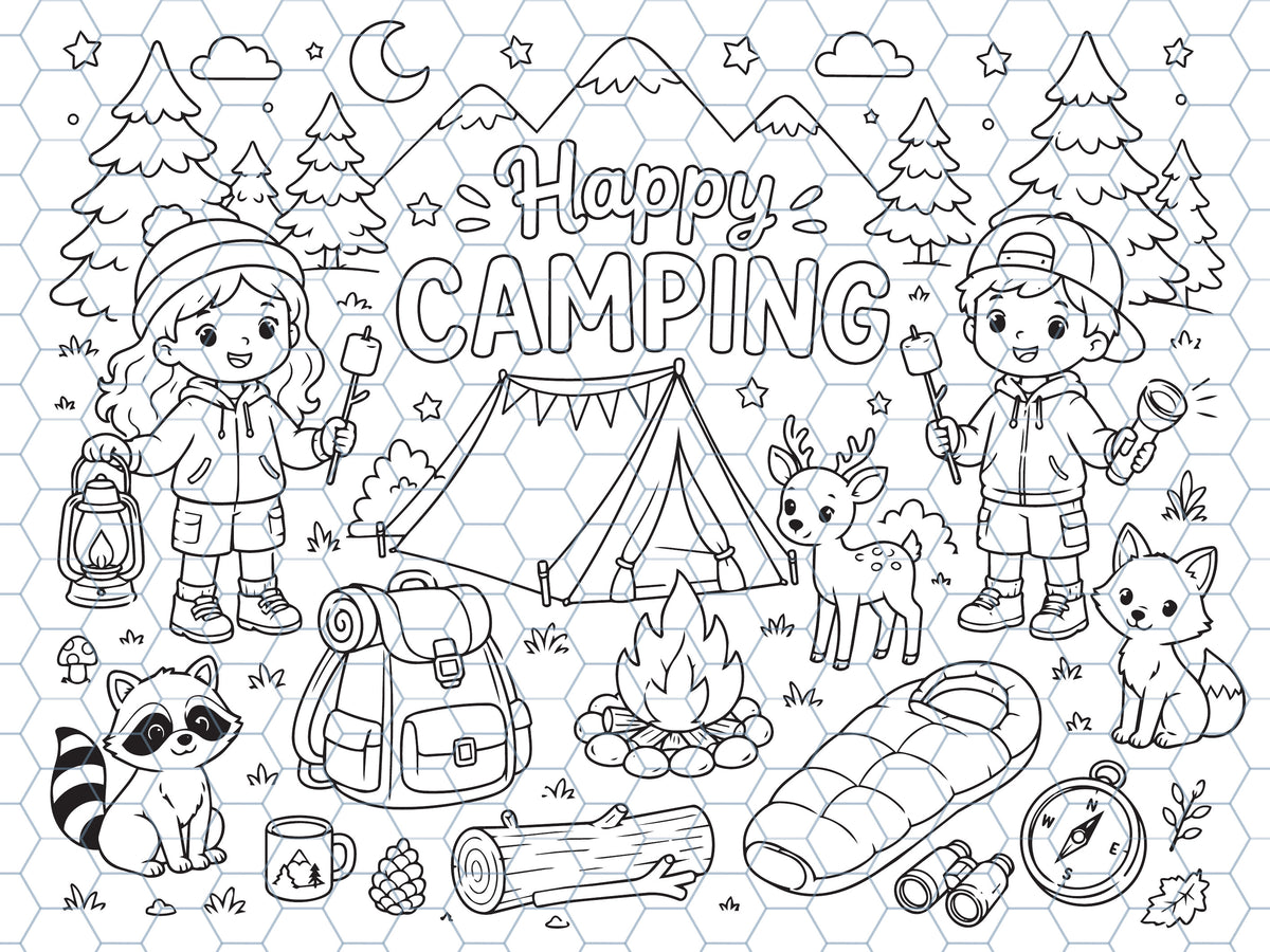 Happy Camping Reusable Coloring Mat