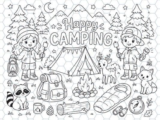 Happy Camping Reusable Coloring Mat