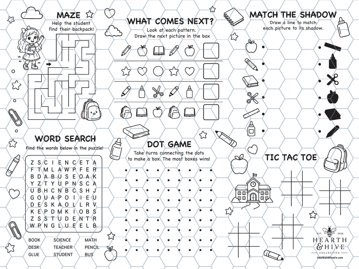 School Days Reusable Coloring Mat