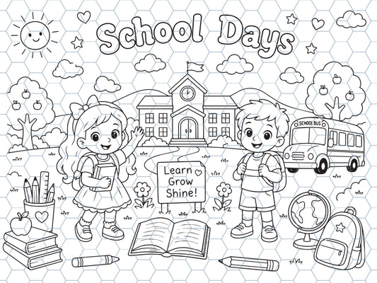 School Days Reusable Coloring Mat
